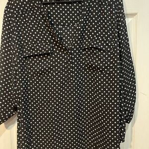 Torrid Black and White Puff Sleeve Blouse with Notched Collar